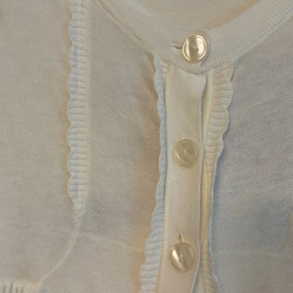 Hinge Cream Button-Down Women's Baby doll Y2K Cotton Lightweight Cardigan, M - Picture 5 of 6